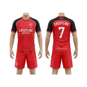 Conjunto de Uniforme Deportivo Crestline Industry para Hombre, Camiseta de Fútbol Roja con Estampado Geométrico Sublimado, Manga Corta, para Todas las Temporadas - Product Image 2