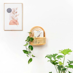 Exquisite Handwoven Rattan Rainbow Wall Basket <b>Shelve</b> Top Selected Essentials <b>for</b> Bathroom & Living Room - Product Image 5