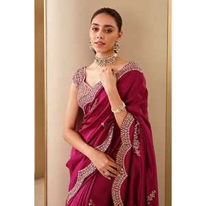 Saree bordado de diseñador con trabajo de lentejuelas para ropa de fiesta en línea de vestidos de carrera - Product Image 4