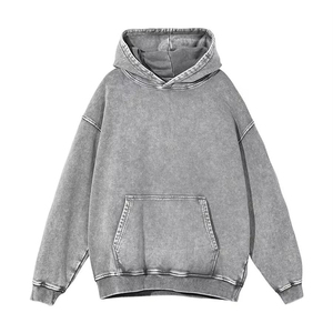 Sudadera con Capucha Extra Grande para Hombre, Color Sólido, Algodón French Terry, Informal, con Bolsillo, para Otoño - Product Image 4