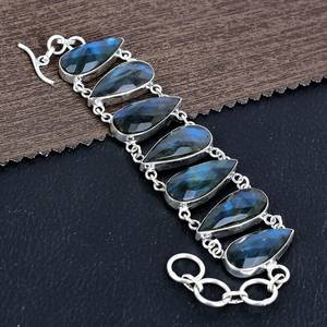 Faceted Labradorite Sterling Silver Bracelet Boho Gemstone Jewelry Handmade Crystal Bracelet Unique Gift For Women - Product Image 4