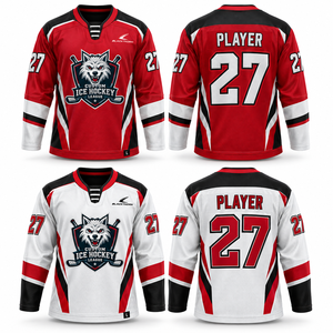 Uniformes Personalizados para Equipos de Hockey sobre Hielo, OEM/ODM, Sublimación Completa, Camisetas de Hockey sobre Hielo con Tirantes, 100% Poliéster Ecológico - Product Image 4