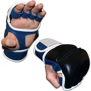 Gants de MMA gris premium en cuir rouge, mitaines de grappling professionnelles pour arts martiaux, entraînement de sparring et de frappe, paume ouverte, ajustables - Product Image 3