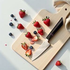 Planche à découper en bois multifonctionnelle, planche à découper en bois massif avec rainure pour les jus, pour les tâches de préparation des aliments en cuisine, usage domestique et hôtelier - Product Image 5