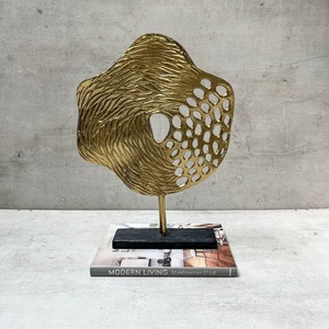 Abstract Aluminum Sculpture <b>Figure</b> Shape Gold Plated Eco-Friendly Durable Handmade Modern Design Tabletop Decor for Home Office - Product Image 3