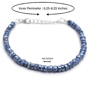Natural Blue Kyanite <b>Classic</b> Strand Bracelet 925 Sterling Silver Smooth Gemstone Handmade Wholesale Jewelry Fashion for Women - Product Image 2