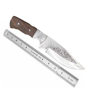Cuchillo de Caza y Camping de Acero de Damasco Forjado a Mano con Hoja Fija, Mango de Madera de Olivo y Turquesa, Espiga Completa, Cuchillo Personalizado OEM/ODM - Product Image 6