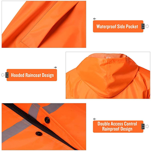 Imperméable à capuche orange personnalisé pour femme, léger, en PU, imperméable, coupe-vent, respirant, grande taille - Product Image 5