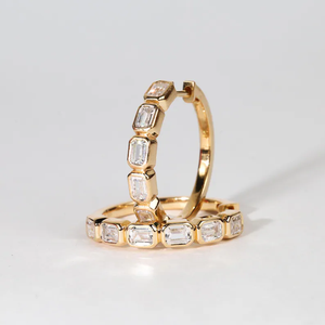 Pendientes de aro de diamantes cultivados en laboratorio de lujo, oro amarillo macizo de 14 quilates, joyería fina para boda, regalo de oro macizo para ella - Product Image 1