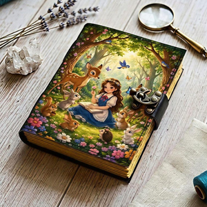 Woodland Forest Girl Leather Journal Handmade Vintage <b>Notebook</b> Animal Fantasy Diary Metal <b>Lock</b> Writing Gift - Product Image 6