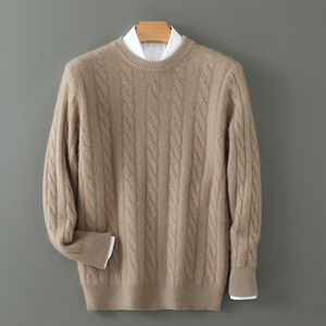 Men's thick cashmere sweater 100% pure cashmere round neck cashmere sweater 2024 new spring and winter knit base <b>shirt</b> - Product Image 5