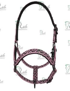 สายจูงม้าไนลอนลายเสือดาวสีชมพูพร้อมอุปกรณ์สีดำ สายจูงม้าบุหนานุ่มลายเสือชีตาห์สีชมพูวิบวับ - สายจูงม้าลายพิมพ์สัตว์สุดหรู - Product Image 3