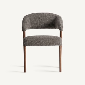 Silla de comedor minimalista moderna, silla de madera tapizada en boucle de lujo para muebles de hotel, villa o cafetería - Product Image 2
