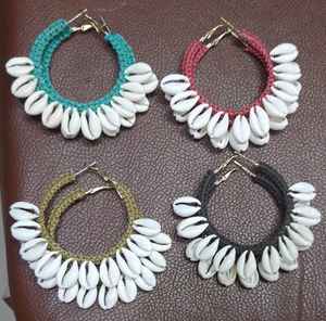 Pendientes de moda con cuentas circulares blancas de cauri, la última joyería Bohemia para mujer de Indian Craftsmen - Product Image 2