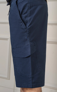 Pantalones Cortos de Alta Calidad para Hombre, Estilo Cargo, Color Azul Marino, Cintura Media, Cordón Ajustable, Algodón Oxford Sólido, Casuales, Tipo Bermuda, Transpirables, Tejido - Product Image 4