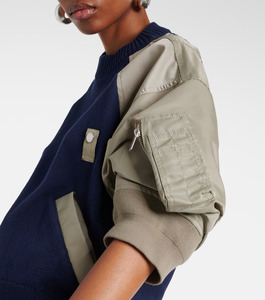 Pull bomber hybride en maille surdimensionné pour femme, style streetwear premium, sweat à capuche pour femme - Product Image 3