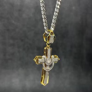 Pendentif Croix en Argent 925 avec Diamants et Strass en Cristal Micro-Pavé, Breloque Thème Hip-Hop pour Homme, Cadeau Bijou - Product Image 5