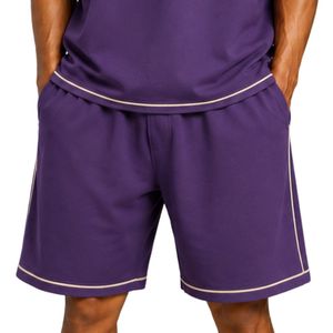 Royal Purple Mens Oversized T Shirt And Shorts <b>Set</b> Beige Contrast Sleeves Custom Logo Crew Neck Casual Streetwear Wholesale - Product Image 5