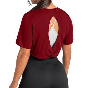 T-shirt court rouge personnalisé pour femme, respirant, pour la gym, l'entraînement, le fitness, le yoga, vêtements de sport, activewear, OEM - Product Image 5