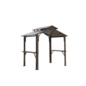Gazebo per Barbecue con Tetto Rigido da 8,5 Piedi, Struttura in Acciaio Zincato a Doppio Tetto, Tettoia per Esterni e Pergola con Protezione Solare Permanente - Product Image 1