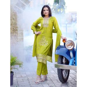 Conjunto de traje de diseñador para mujer con bordado Pent y Dupatta Trabajo bordado elegante - Product Image 1