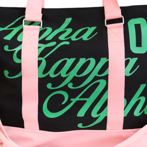 AKA Canvas <b>Tote</b> Bag Pink Black Sorority Shoulder Bag Large Capacity Zipper Travel Shopping Handbag Stylish Women Gift - Product Image 5