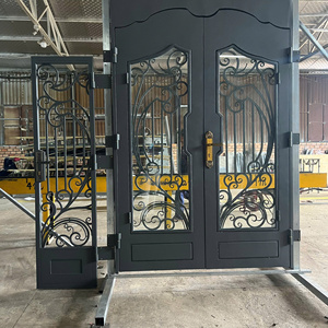 Puerta de Entrada de Seguridad de Hierro Forjado Moderno TTD, Paneles Decorativos Elegantes, Acabado Duradero, Impermeable, Uso Comercial - Product Image 1