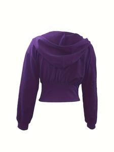 Sweat à capuche court pour femme, style streetwear tendance, pull-over, mode hiver, vente en gros usine - Product Image 2