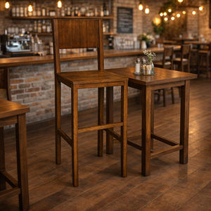 Silla de Bar Clásica de Madera de Teca Sólida y Duradera, Estilo Moderno de Mediados de Siglo, Ecológica, Superventas, Taburete de Madera para Bar, Cafetería, Hotel - Product Image 4