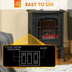 22\" Electric Fireplace 750W/1500W Power Stylish and Efficient Home Heating Solution - Product Image 2