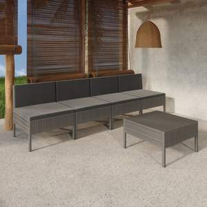 Ensemble de salon de jardin modulaire en rotin PE gris 5 pièces - Product Image 1