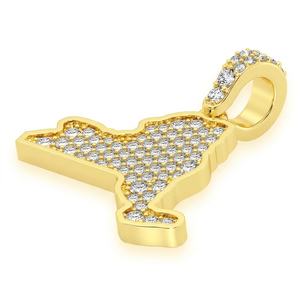 SHRAMAN DIAMOND - Collar con Colgante de Mapa de Nueva York con Diamantes Naturales y Baño de Oro de 10K, Personalizable, Moderno, Regalo para Bodas y Fiestas - Product Image 1