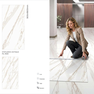 กระเบื้องพอร์ซเลนเคลือบด้านลายหินอ่อนสีขาวโบราณ Statuario ขนาด 900x1800 มม. ทนกรด ต้านเชื้อแบคทีเรีย กันลื่น สำหรับตกแต่งภายใน - Product Image 1