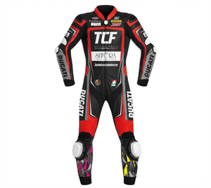 Traje de Motociclismo Profesional para Hombre, 1 Pieza, Cuero Genuino de Vaca/Canguro, Estilo MotoCP, Nivel de Protección 2 - Product Image 1