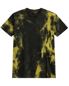 Camiseta de Algodón Tie Dye Negra y Amarilla Personalizada por el Fabricante, Cuello Redondo, Manga Corta, Lavado Vintage, Ropa Casual de Calle para Hombre, Verano - Product Image 1