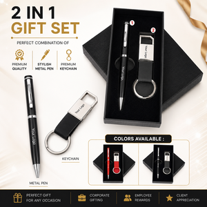 Juego de Regalo Promocional 2 en 1 con Logotipo Personalizado, Llavero Metálico y Bolígrafo con Grabado Láser, Caja de Regalo Empresarial para Regalos Corporativos y Empleados - Product Image 4