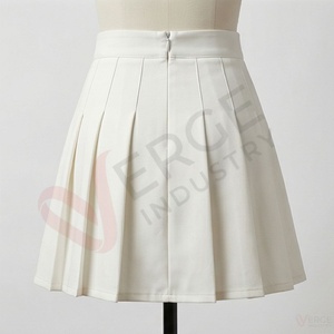 Mini-jupe plissée blanche pour femme, taille naturelle, coupe trapèze, style preppy uni - Product Image 2
