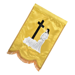 Drapeau de l'Église de la Foi avec croix et femme sur nuage, en soie dorée, décoration suspendue pour usage religieux - Product Image 2