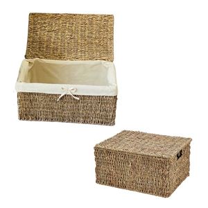 PHU HAO Premium <b>Wicker</b> SEAGRASS <b>Storage</b> Basket Lid Eco-Friendly Rectangle Multi-Purpose Multifunction Home Decor <b>Storage</b> - Product Image 1