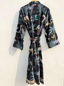 Chaqueta Larga de Invierno para Mujer, Estilo Bomber, con Estampado Animal, de Terciopelo Negro, con Cierre de Cinturón, Estilo Boho para la Playa - Product Image 2