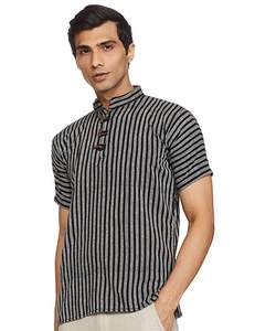 Kurta indien court pour homme 100% coton, design moderne multicolore, matériaux recyclés de haute qualité, exportateur, prix de gros - Product Image 6