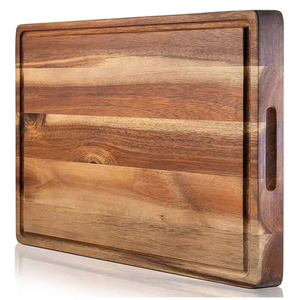 Planche à découper en bois massif d'acacia, design tendance, antidérapante, avec poignée facile à saisir, pour la cuisine et la salle à manger - Product Image 4