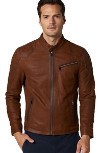 Mens Lightweight Leather Bomber <b>Jacket</b> Casual Ribbed Design Fashion Coat For Streetwear <b>Travel</b> And Everyday Outfit Style - Product Image 6
