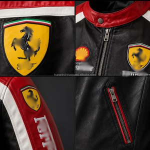 Premium White Racing Genuine Leather Unisex Breathable <b>Jacket</b> Grain Cowhide Edition Wholesale Championship Applique Embroidery - Product Image 2