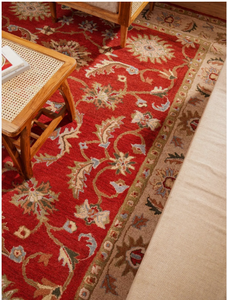 Hermosa alfombra roja de lana hecha a mano con diseño tradicional de alta calidad, ecológica, para sala de estar, habitaciones infantiles, hoteles y oficinas. - Product Image 3