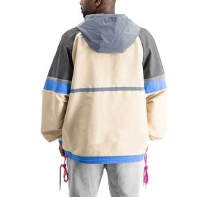 Veste coupe-vent décontractée en nylon pour homme, logo personnalisé imprimé, légère, imperméable, à capuche avec cordon de serrage, couleur contrastée, fermeture éclair, été - Product Image 2