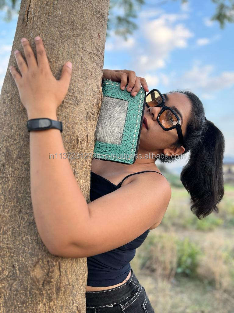 Black With Turquoise Tooling