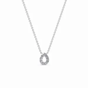 Collar con Colgante Solitario de Diamante Cultivado en Laboratorio de Lujo, Corte Brillante Redondo, Cadena de Oro Blanco de 18K, Oferta de Compromiso, Exportación - Product Image 1