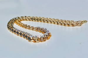 Collar Gargantilla de Cadena Figaro Chapado en Oro de 14K de Lujo con Incrustaciones de Diamantes, Joyería Unisex para Fiestas, Certificado IGI, Estilo Hip Hop - Product Image 2