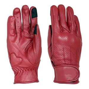 Gants de course à moto en cuir de chèvre véritable, couleur rouge, confortables, durables, coutures renforcées, gants de moto - Product Image 1